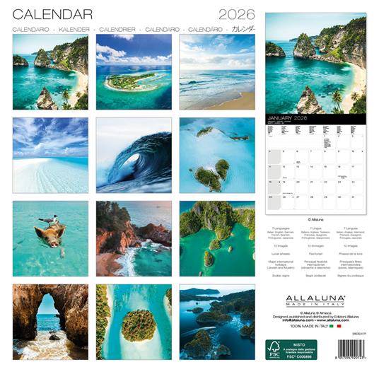 Calendario da muro 2026 Sea Allaluna - 30 x 30 cm