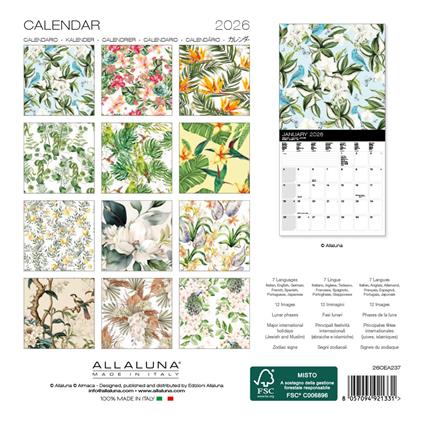Calendario da muro 2026 Vintage Res Allaluna - 18 x 18 cm