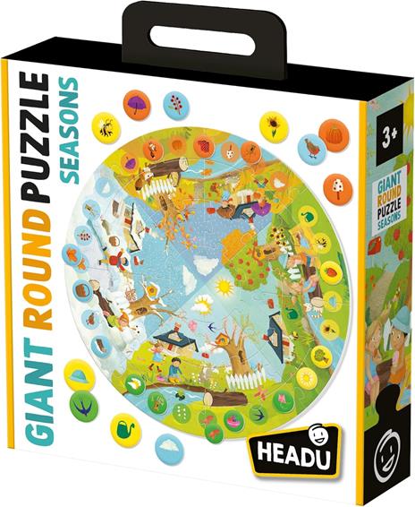 HEADU - Giant Round Puzzle Seasons - Gira e gioca con le stagioni! - Puzzle Educativo per Bambini dai 3 agli 8 anni