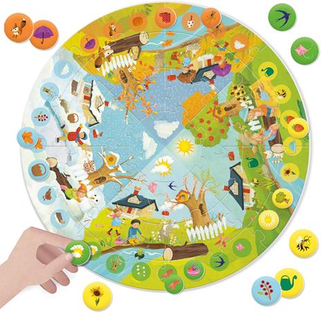HEADU - Giant Round Puzzle Seasons - Gira e gioca con le stagioni! - Puzzle Educativo per Bambini dai 3 agli 8 anni - 3