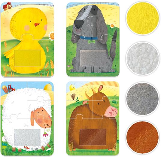 HEADU - 4 Tactile Puzzle Farm, Tocca e ricomponi!, Puzzle Educativo 2-4 anni, Made in Italy - 2