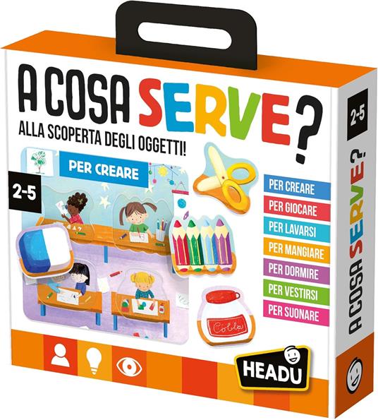 Headu - A Cosa Serve - Alla Scoperta degli Oggetti, Gioco Educativo Bambini 2-5 anni, Made in Italy