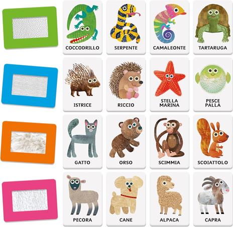 HEADU - Flashcards Animali Tattili Montessori, Tocca e Riconosci il Manto Degli Animali - 3