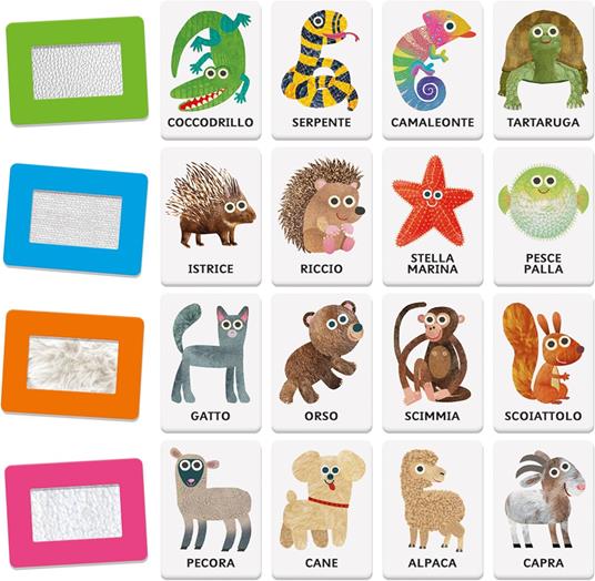 HEADU - Flashcards Animali Tattili Montessori, Tocca e Riconosci il Manto Degli Animali - 3