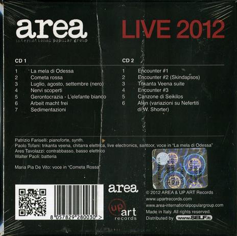Live 2012 - CD Audio di Area - 2