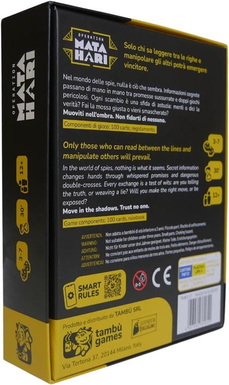 Tambù srl Operation: Mata Hari, Gioco di Carte di Spionaggio, 3-7 Giocatori, 30 Minuti, Età 12+, 100 Carte - 2