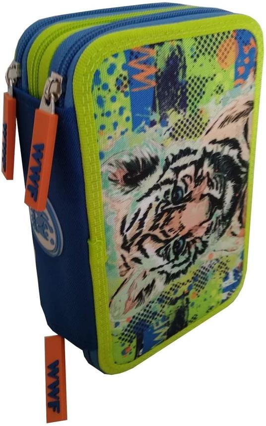 Astuccio accessoriato 3 zip WWF Tigre Blu. Con penna Frixion - 2