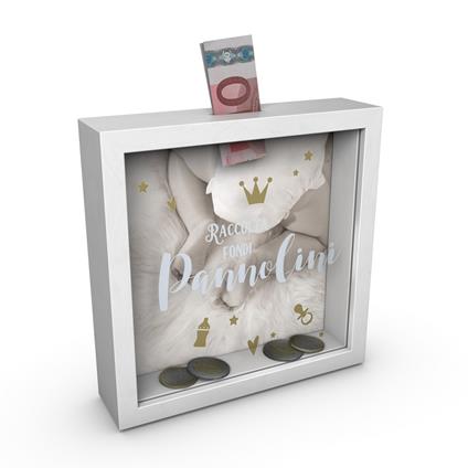 Salvadanaio 3D MoneyBank Baby, Raccolta fondi pannolini - 16x16x4 cm