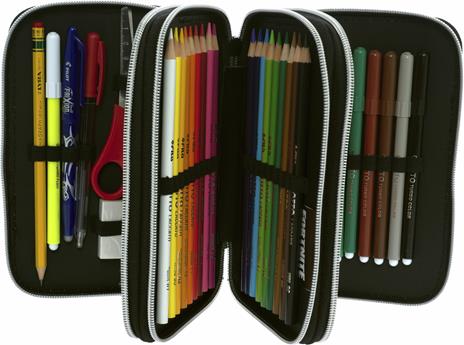 Astuccio tre zip Fortnite Drift Nero - 20x13x7 cm - 2