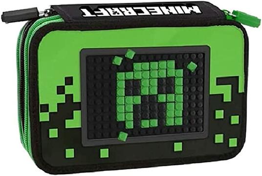 Astuccio Corredo 3 Zip Minecraft con Penna Frixion