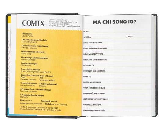 Diario Comix 16 Mesi 2023-2024 Mignon Plus Black&White Lavagna - Bianco e Nero - 4