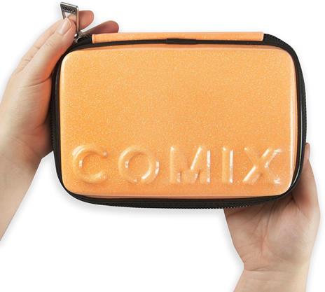 Astuccio con zip con cancelleria maxi Comix glitter arancione - 2
