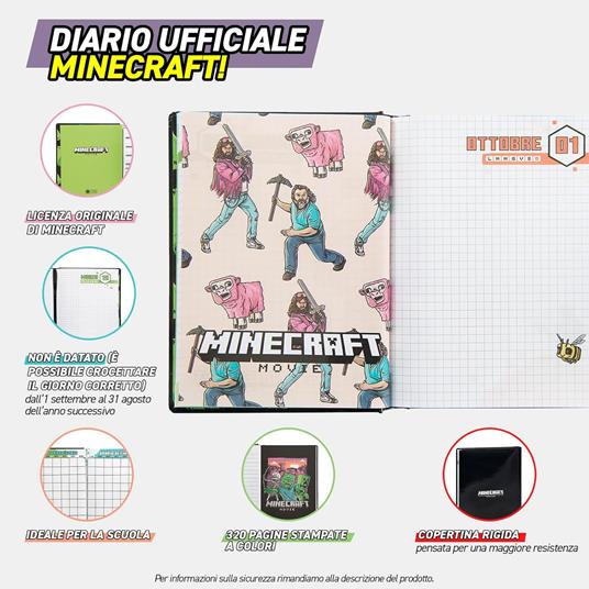 Diario 12 Mesi, 2025-26, Standard blu Minecraft movie - 3