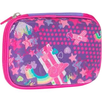 Astuccio accessoriato Maxi 1 zip Comix Ultra Bright Haruyuku Girl, Rosa e viola - 14,5 x 6,5 x 21 cm