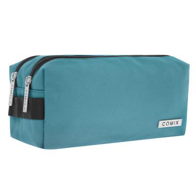 Astuccio 2 zip monocolore Blu avio Comix
