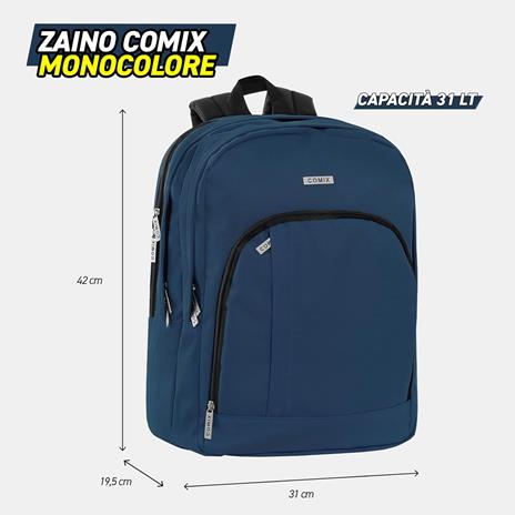 Zaino organizzato Monocolore blu Comix - 2
