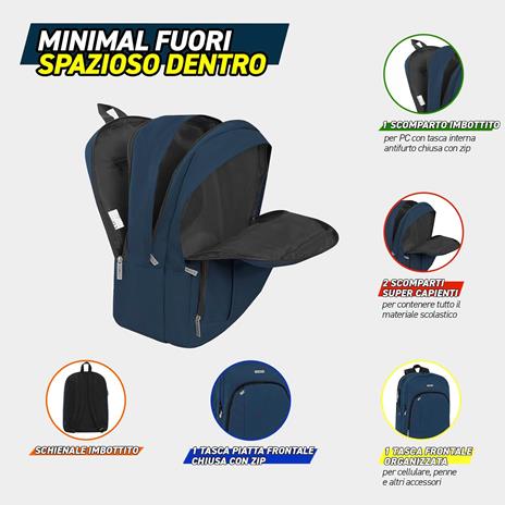 Zaino organizzato Monocolore blu Comix - 3