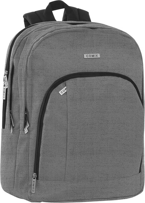Zaino con zip e scomparti Monocolore grigio mel. Comix