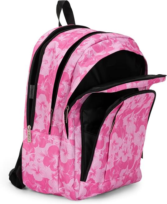 COMIX, ZAINO ORGANIZZATO ALLOVER HIBISCUS Unisex-Bambini e ragazzi, Rosa, Medio - 2
