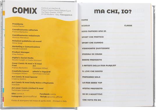 Agenda 16 Mesi, 2025-26, Standard d special Comix - 4