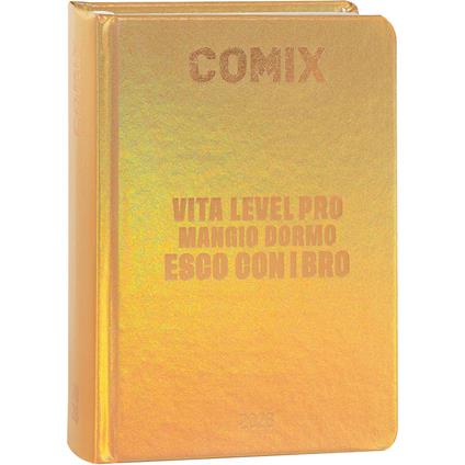 Diario Giornaliero 16 Mesi, Diario Scuola 2026-2026, con Copertina RigidaComix oro - 9x12.5h cm