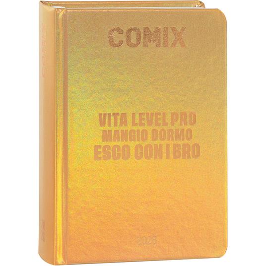 Diario Giornaliero 16 Mesi, Diario Scuola 2026-2026, con Copertina RigidaComix oro - 9x12.5h cm