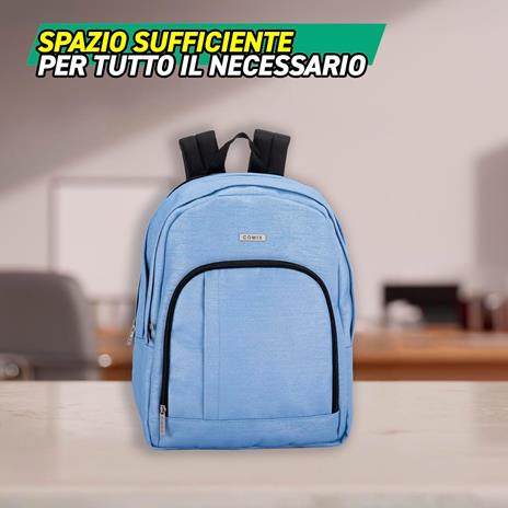 COMIX Lurex - Zaino Scuola per Bambini e Ragazzi, Tasca Frontale, Spallacci Regolabili, 32x43Hx23 cm, 31 L, azzurro - 4
