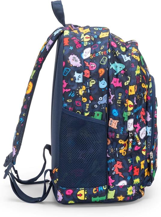 Zaino Scuola con zip e scomparti Allover Scomix - 4