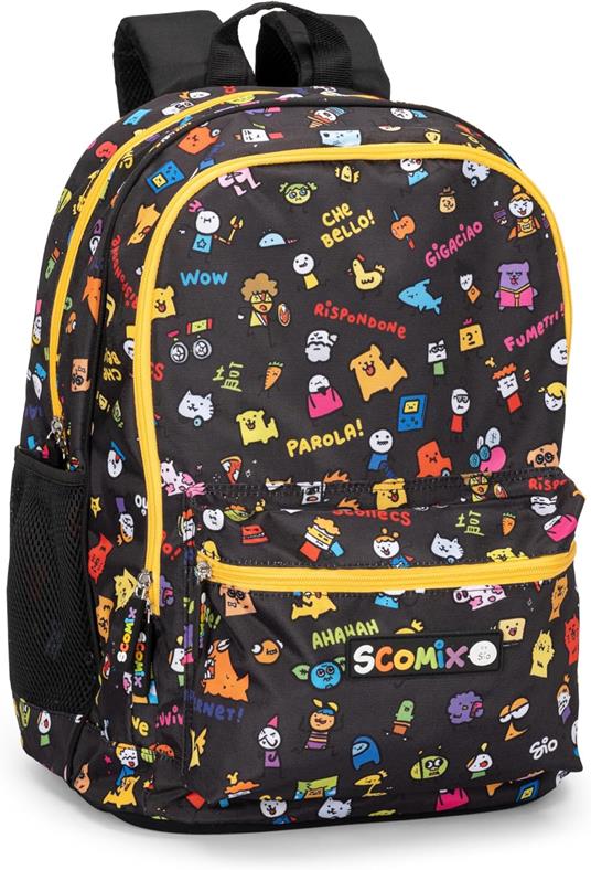 Zaino Scuola con zip e scomparti Allover Scomix - 5