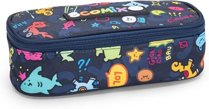 Astuccio Ovale con zip e scomparti Allover Scomix