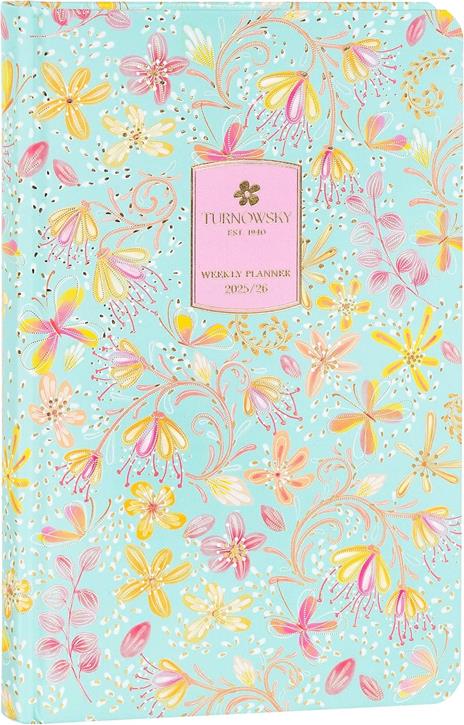 Agenda Settimanale 13 mesi, 2025-26 Turnowsky Summer Flowers