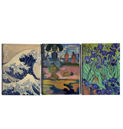 Quaderno Maxi Spiralato quadretti grandi 5mm Haltadefinizione Art Collection. Quadri - Hokusai, Gauguin, Van Gogh