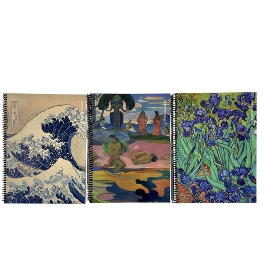 Quaderno Maxi Spiralato quadretti grandi 5mm Haltadefinizione Art Collection. Quadri - Hokusai, Gauguin, Van Gogh