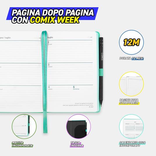 Agenda Comix 12 mesi 2026 Settimanale Medio Tiffany TX - 5