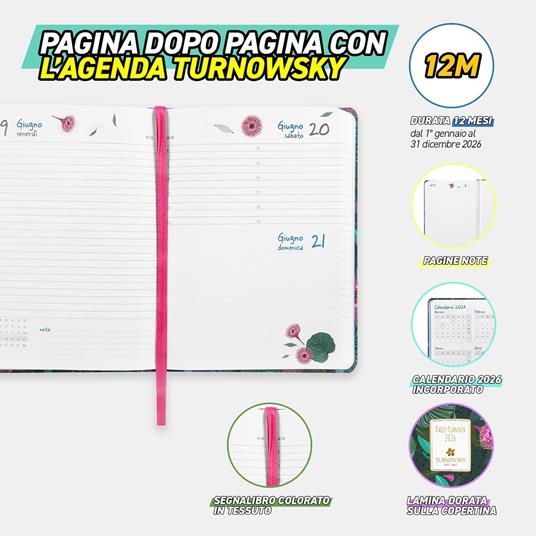 Agenda Giornaliera 12 mesi 2026 Turnowsky Mini Monstera - 5