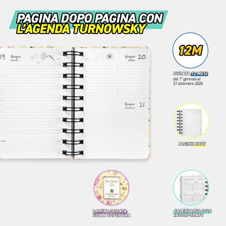 Agenda Giornaliera 12 mesi 2026 Turnowsky Spiralata 9x13 cm Uccellini - 5