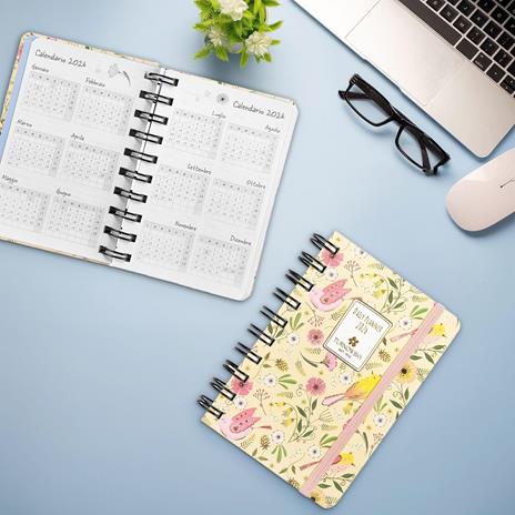 Agenda Giornaliera 12 mesi 2026 Turnowsky Spiralata 9x13 cm Uccellini - 6