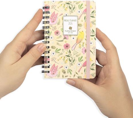 Agenda Settimanale 12 mesi 2026 Turnowsky Spiralata 9x13 cm Uccellini - 2
