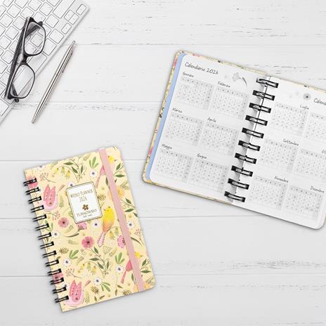 Agenda Settimanale 12 mesi 2026 Turnowsky Spiralata 9x13 cm Uccellini - 6