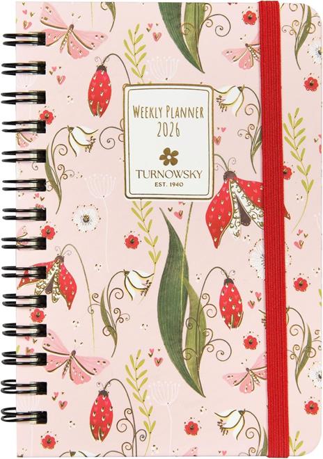 Agenda Settimanale 12 mesi 2026 Turnowsky Spiralata 9x13 cm Tulipani