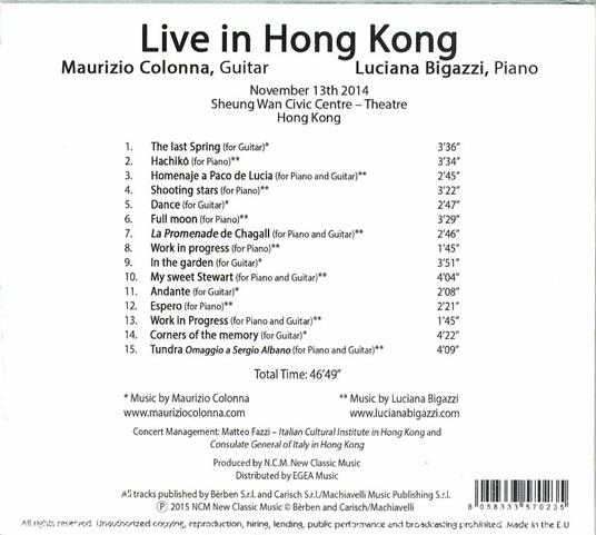 Hong Kong Live - CD Audio di Maurizio Colonna,Luciana Bigazzi - 2