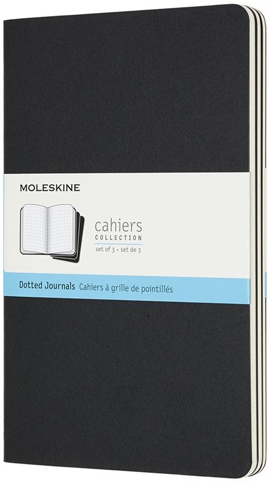 Quaderno Cahier Journal Moleskine large puntinato nero. Black. Set