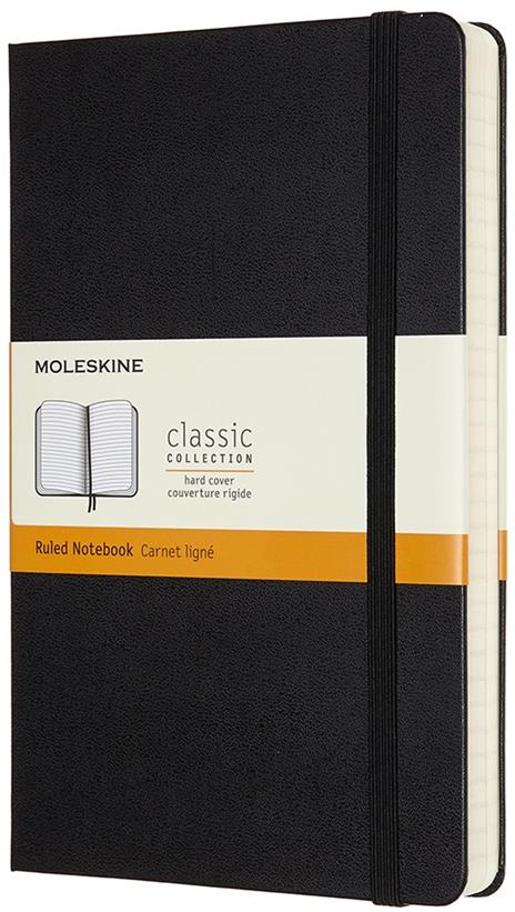 Taccuino Moleskine Expanded large a righe copertina rigida nero. Black