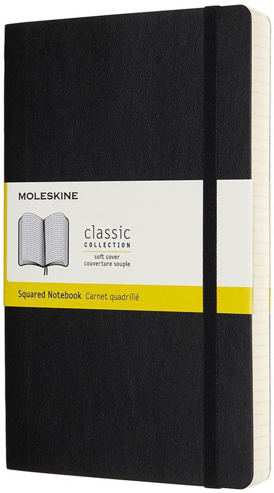 Taccuino Moleskine Expanded large a quadretti copertina morbida nero. Black
