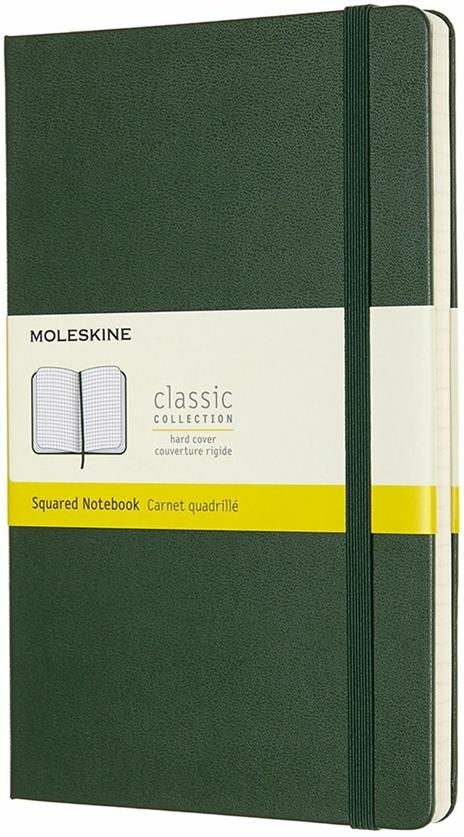 Taccuino Moleskine large a quadretti copertina rigida verde. Myrtle Green