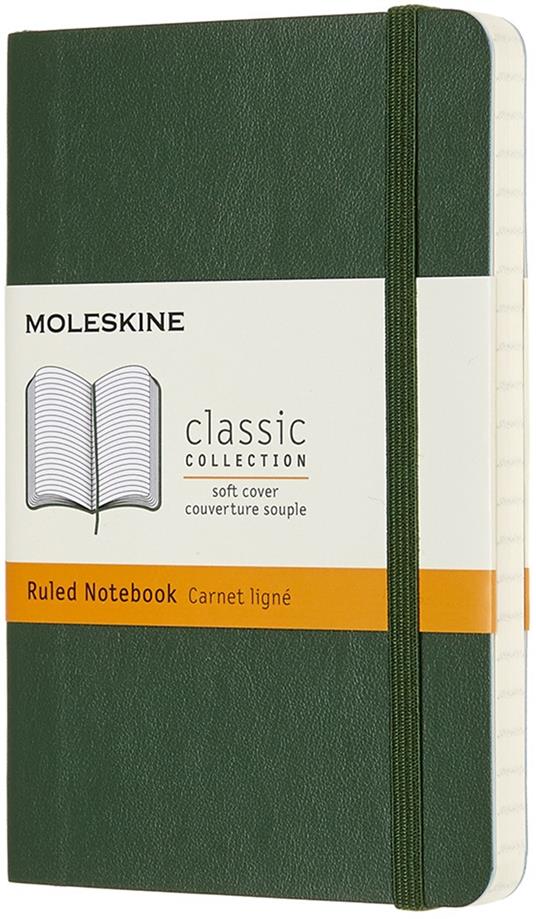 Taccuino Moleskine pocket a righe copertina morbida verde. Myrtle Green