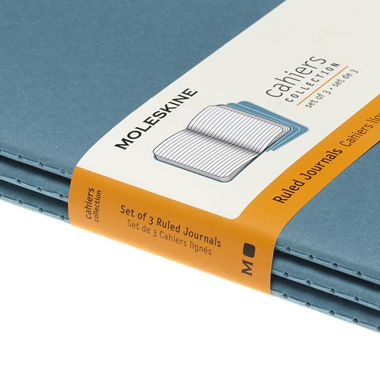 Quaderno Cahier Journal Moleskine large a righe azzurro. Brisk Blue. Set da 3 - 5