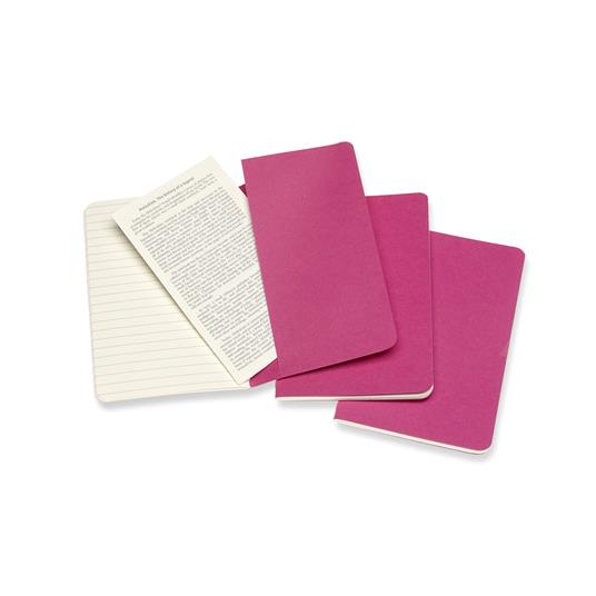 Quaderno Cahier Journal Moleskine pocket a righe rosa. Kinetic Pink. Set da 3 - 3