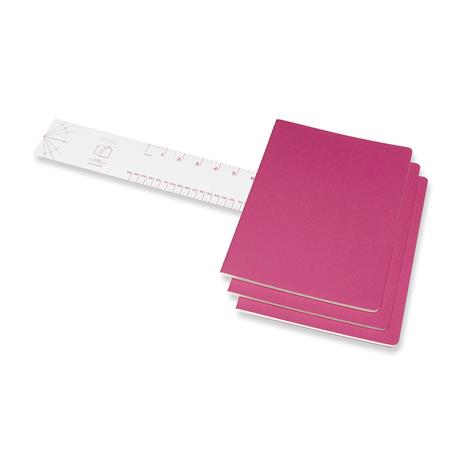 Quaderno Cahier Journal Moleskine XL a righe rosa. Kinetic Pink. Set da 3 - 3