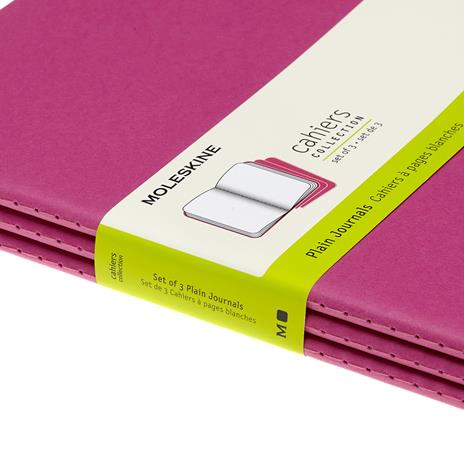 Quaderno Cahier Journal Moleskine XL a pagine bianche rosa. Kinetic Pink. Set da 3 - 5